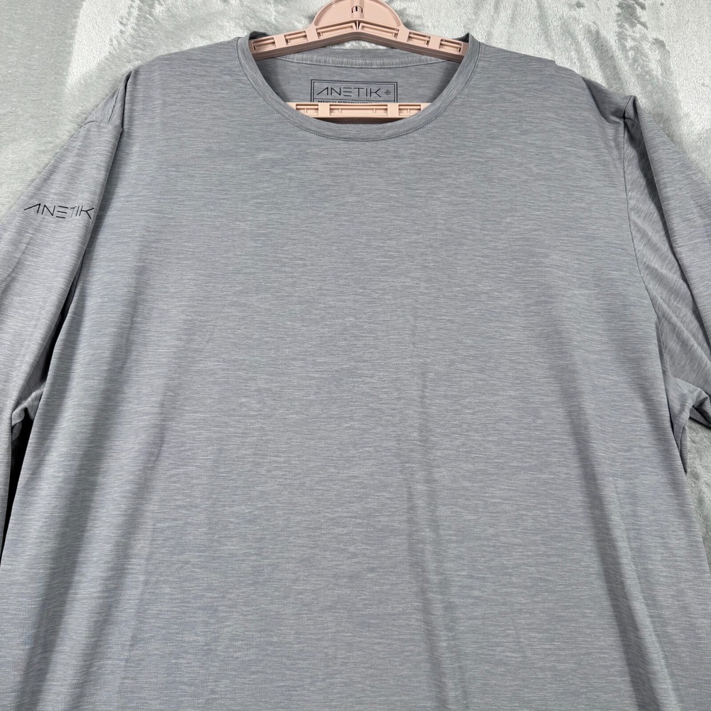 Anetik Tech Performance Shirt Mens 2XL Heather Gray Long Sleeve UPF30+